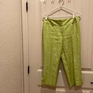 Lena Gabrielle New York Women’s Size 6 Linen Cropped Capris Green Button & Zip